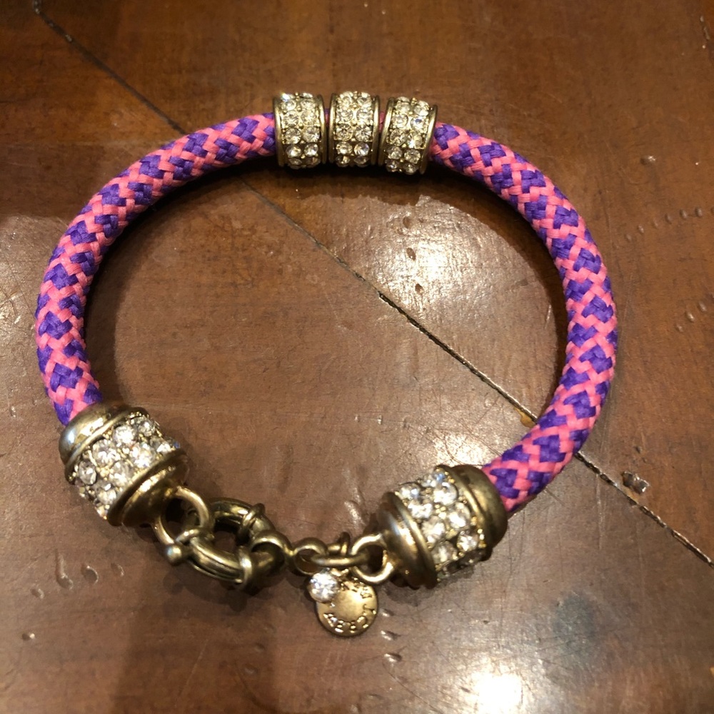 J Crew pink & purple rhinestone rope bracelet